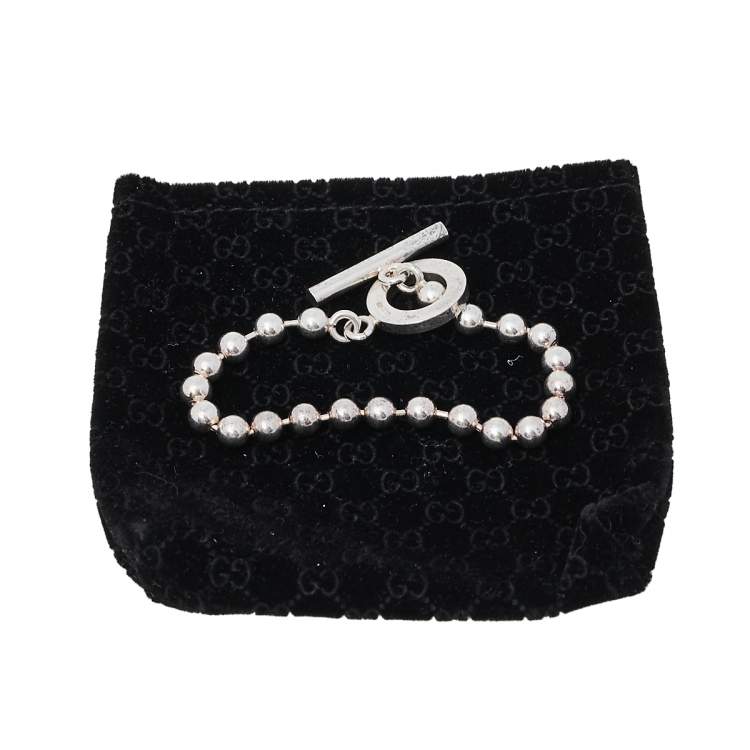 Pre Owned Gucci Sterling Silver Bead Toggle Bracelet