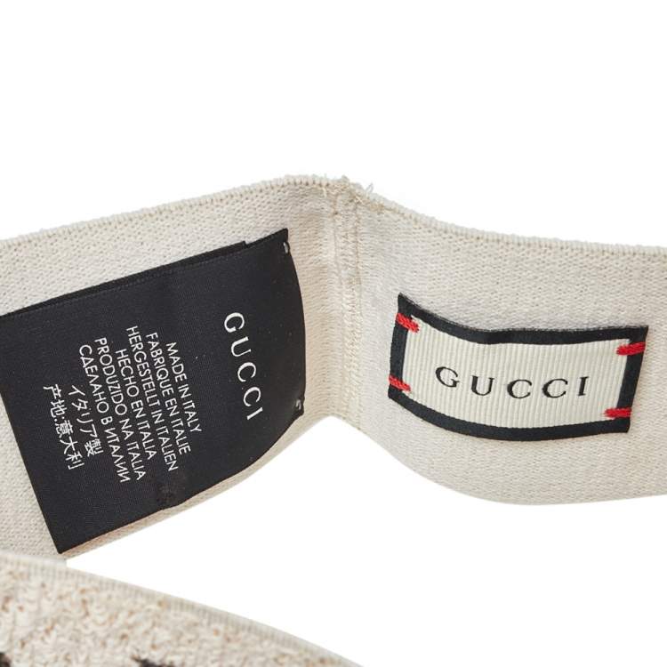 Pre Owned Gucci Beige Logo Printed Elastic Head Band 