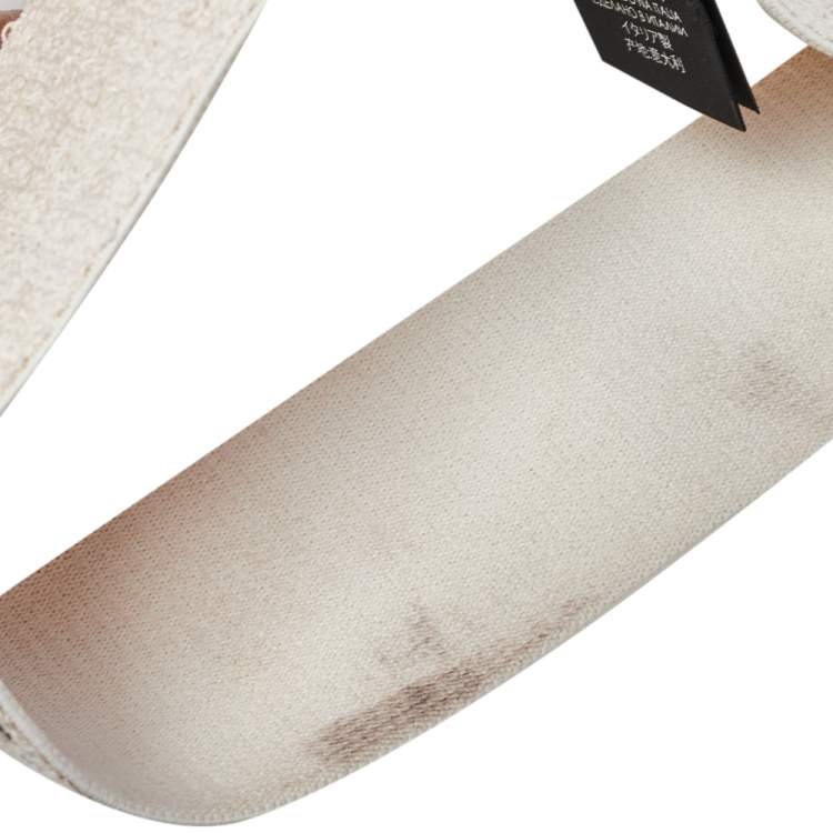 Pre Owned Gucci Beige Logo Printed Elastic Head Band 