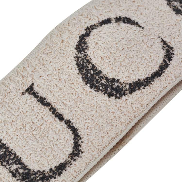 Pre Owned Gucci Beige Logo Printed Elastic Head Band 