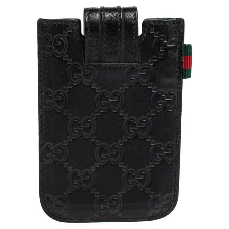 Pre Owned Gucci Black Guccissima Leather Leather iPhone Case