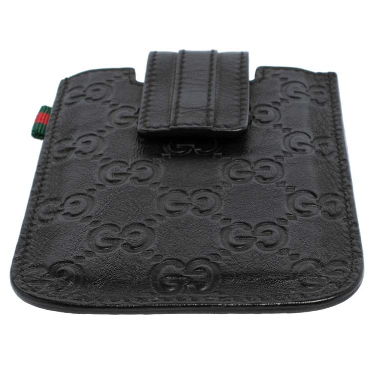 Pre Owned Gucci Black Guccissima Leather Leather iPhone Case