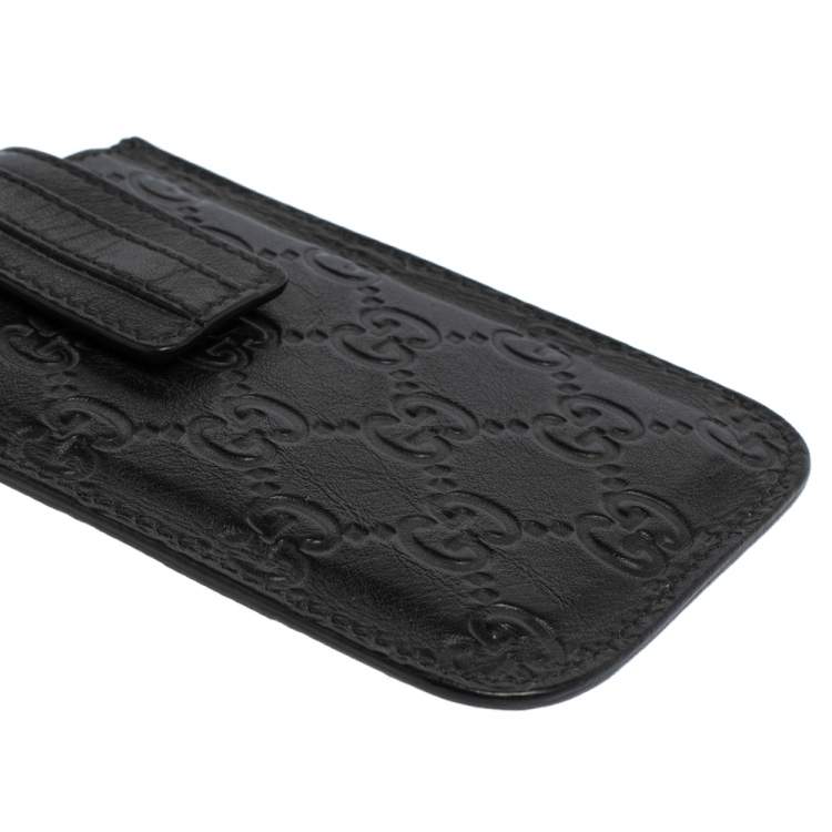 Pre Owned Gucci Black Guccissima Leather Leather iPhone Case