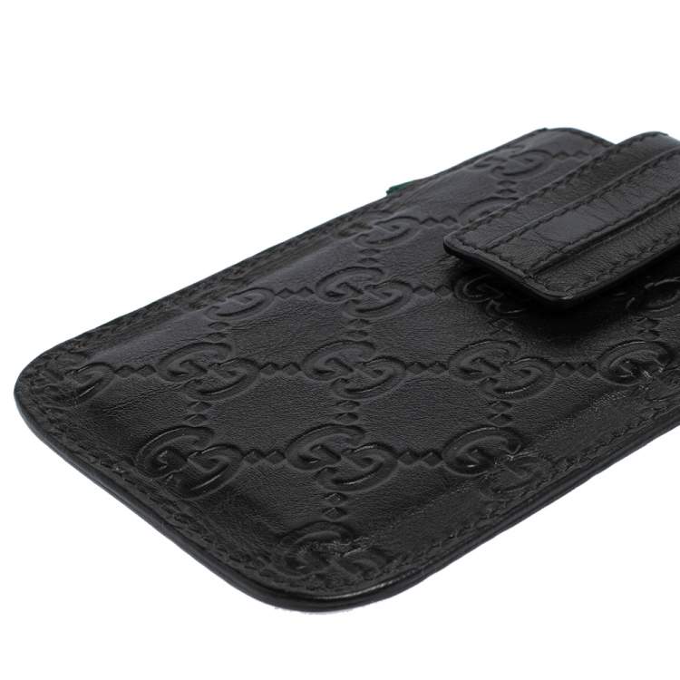 Pre Owned Gucci Black Guccissima Leather Leather iPhone Case