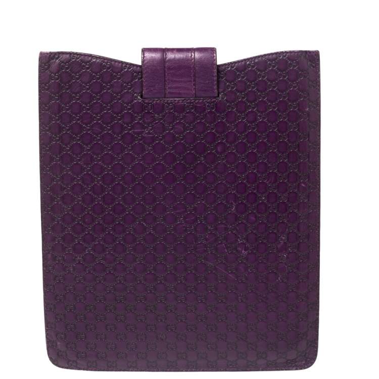 Pre Owned Gucci Purple Microguccissima Leather Tablet Case