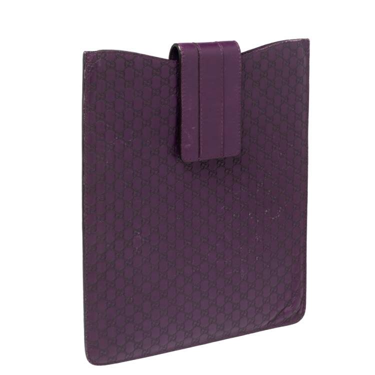 Pre Owned Gucci Purple Microguccissima Leather Tablet Case