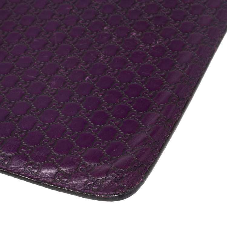 Pre Owned Gucci Purple Microguccissima Leather Tablet Case