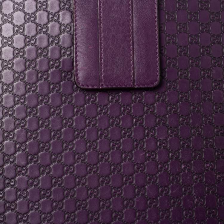 Pre Owned Gucci Purple Microguccissima Leather Tablet Case