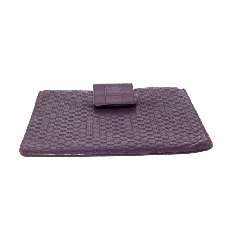 Pre Owned Gucci Purple Microguccissima Leather Tablet Case