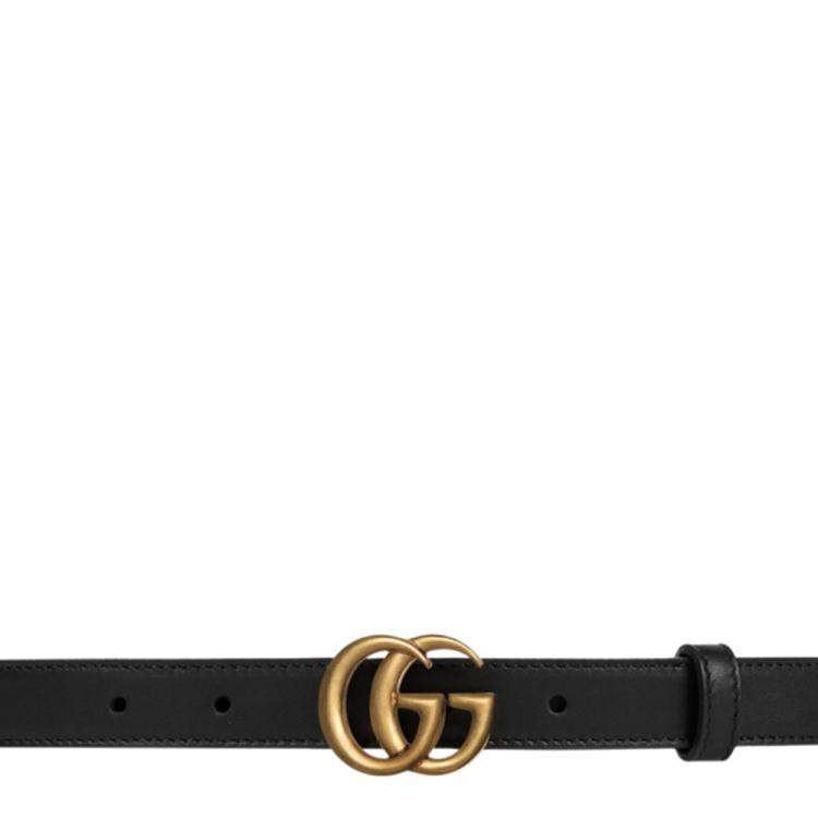 Gucci Slim Leather Belt with Double G Buckle Gucci | TLC