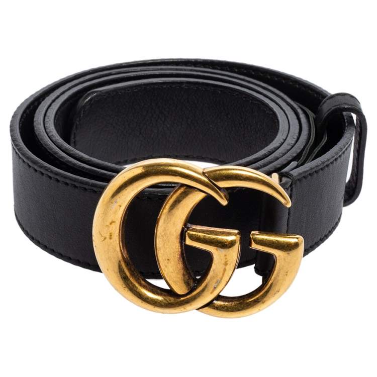 GG Marmont Leather Belt in Black - Gucci