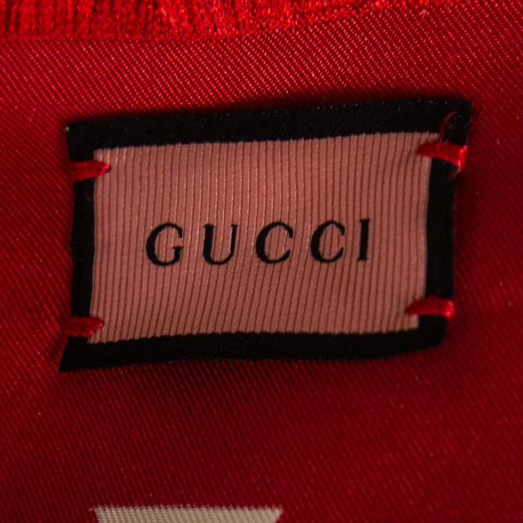 Pre Owned Gucci Beige Ghost Star Print Silk Scarf