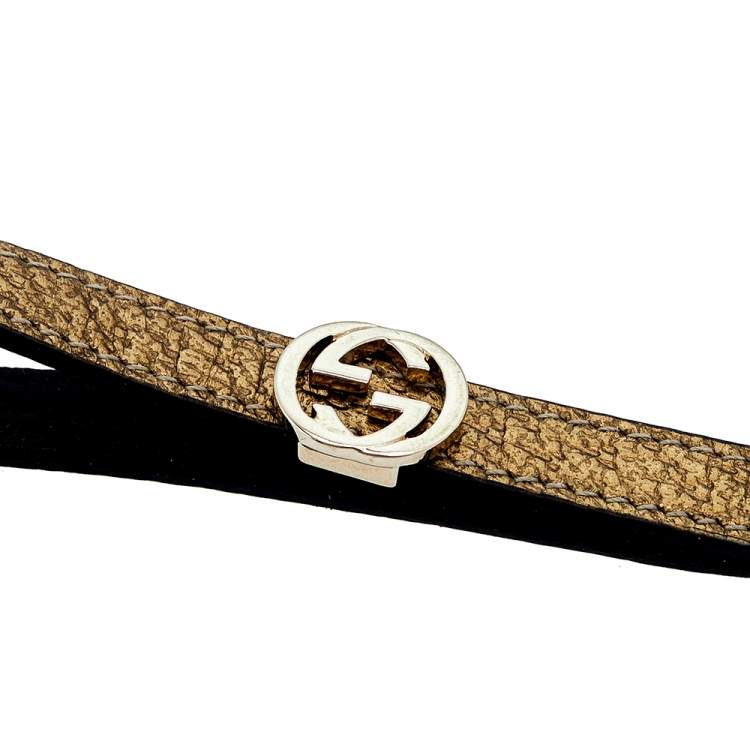 Pre Owned Gucci Metallic Leather Phone Strap