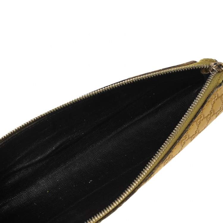 Pre Owned Gucci Lime Guccissima Leather Pencil Pouch