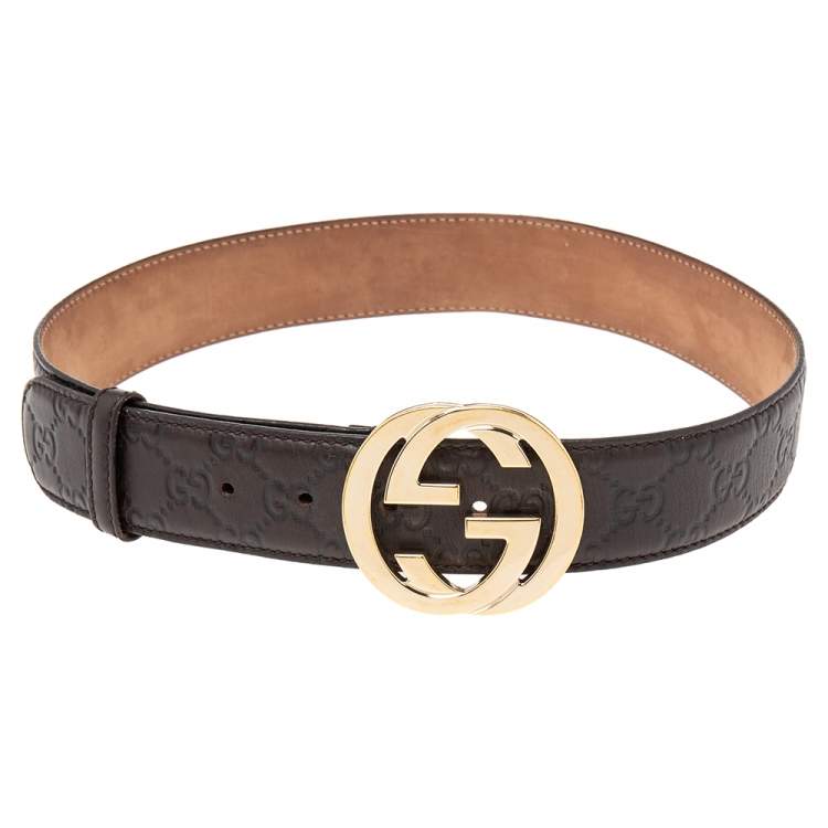 Gucci Brown Guccissima Leather Interlocking G Buckle Belt 75CM Gucci ...