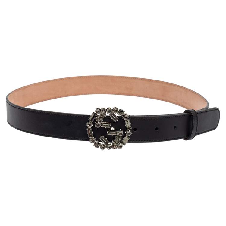 GUCCI Embellished glossed-leather waist belt