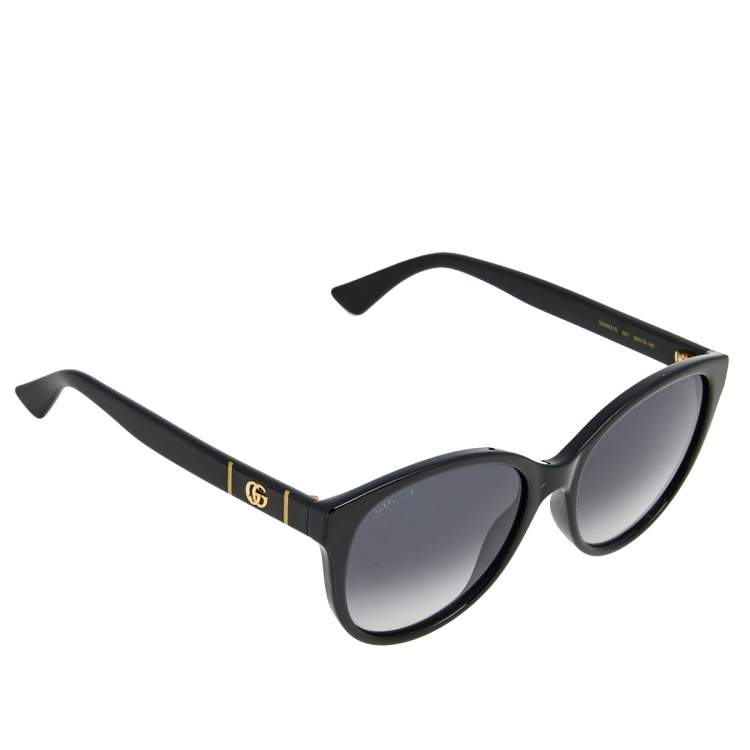 Gucci Black/Black Gradient Acetate GG0631S 001 Round Cat Eye Sunglasses ...