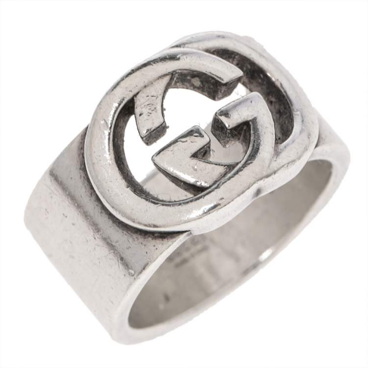 Gucci GG Sterling Silver Band Ring Size 53 Gucci | The Luxury Closet