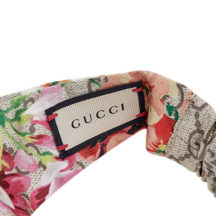 مملوكة مسبقًا Gucci Beige Blooms Print Silk Headband