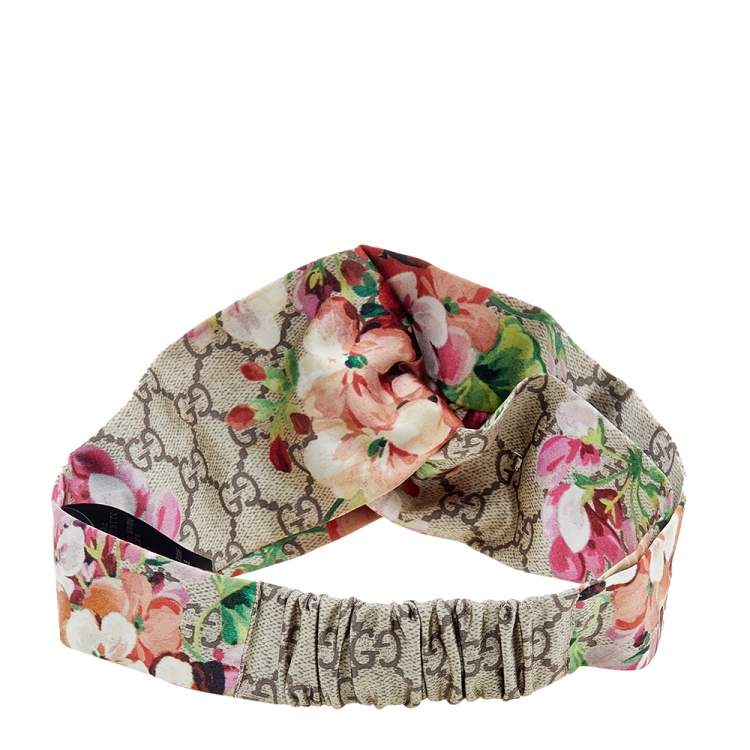 مملوكة مسبقًا Gucci Beige Blooms Print Silk Headband