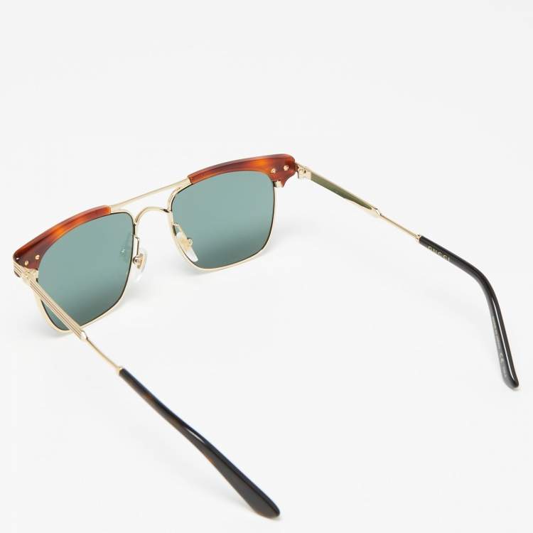 Pre Owned Gucci Brown Havana GG0287S Aviator Sunglasses