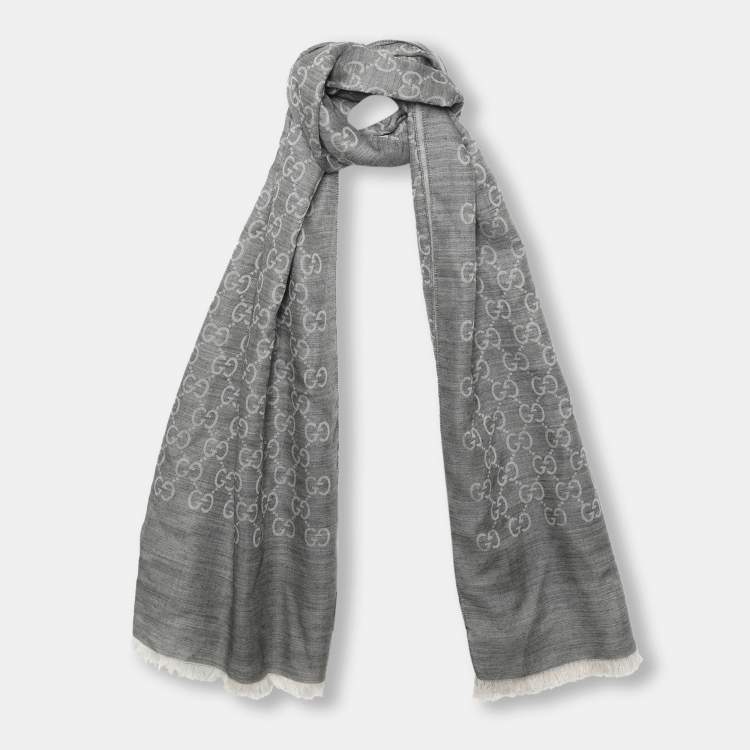 grey monogram scarf