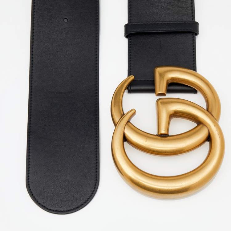 Gucci Black Leather GG Marmont Belt 80 CM Gucci