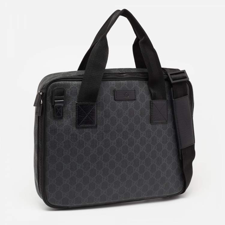 Pre Owned Gucci Black GG Supreme Canvas Laptop Case Bag