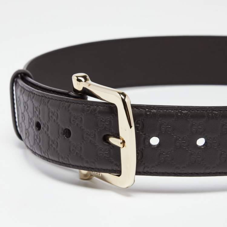 Pre Owned Gucci Dark Brown Microguccissima Leather Buckle Belt 75CM