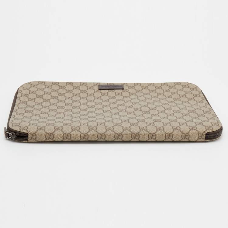 Pre Owned Gucci Beige/Ebony GG Supreme Canvas Portfolio