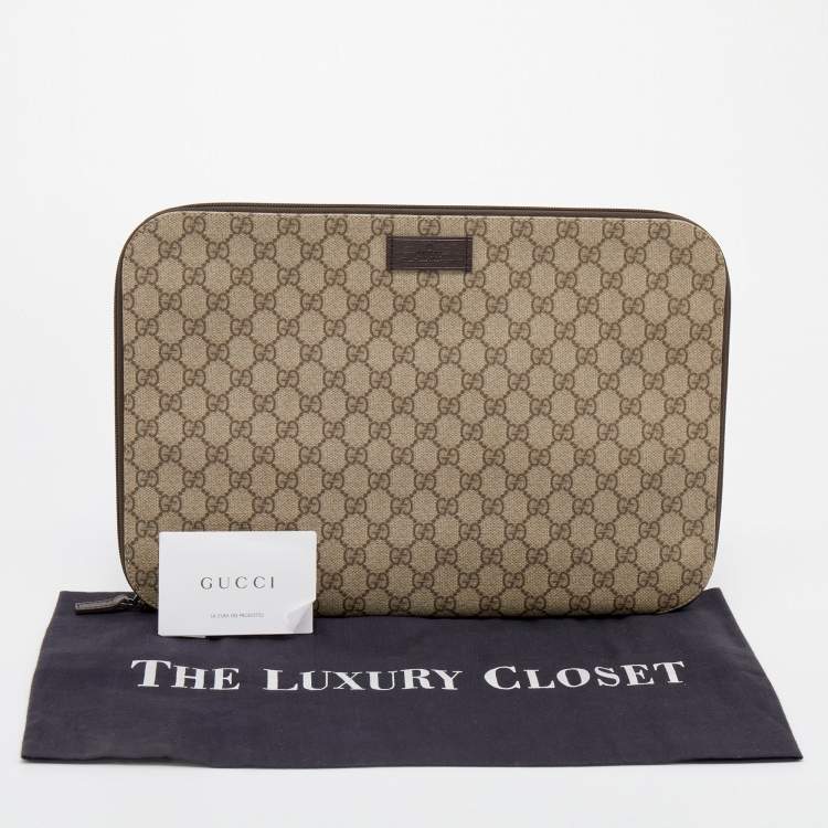 Pre Owned Gucci Beige/Ebony GG Supreme Canvas Portfolio