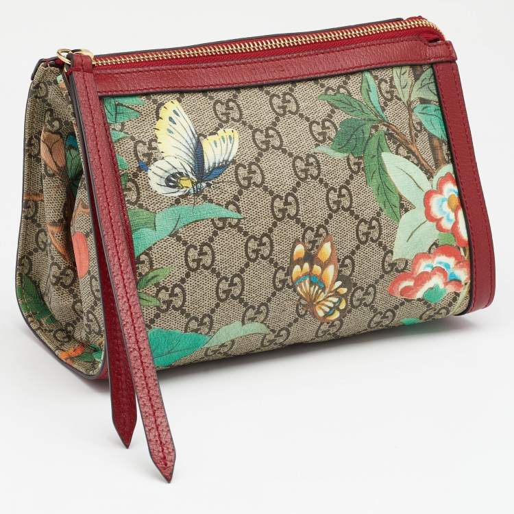 Pre Owned Gucci Multicolor Tian GG Supreme Canvas and Leather Cosmetic Pouch