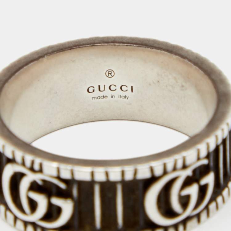 مملوكة مسبقًا Gucci Double G Bicolor Silver Band Ring Size 54
