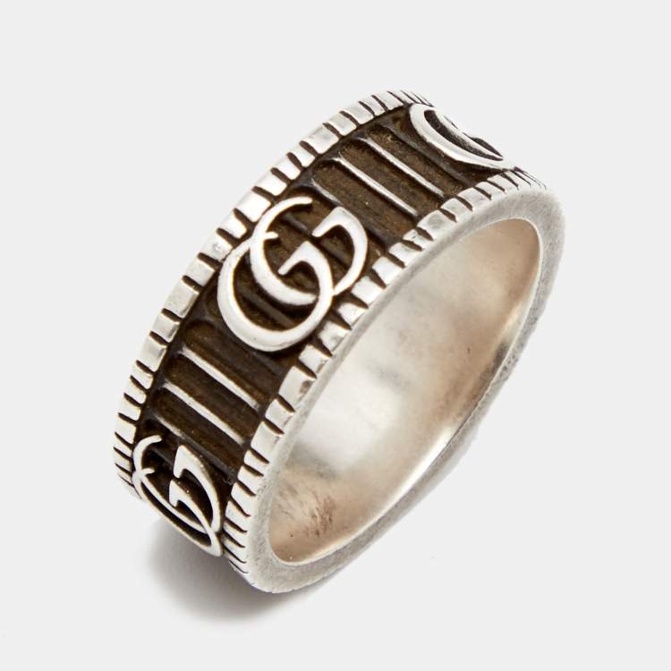 مملوكة مسبقًا Gucci Double G Bicolor Silver Band Ring Size 54