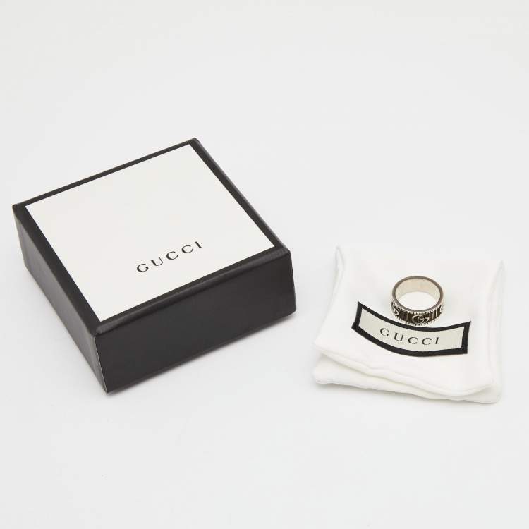 مملوكة مسبقًا Gucci Double G Bicolor Silver Band Ring Size 54