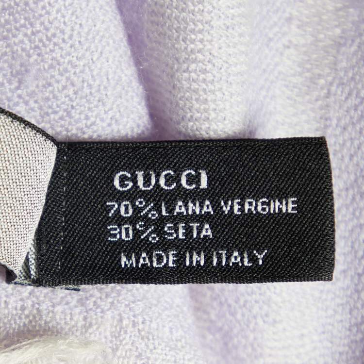 مملوكة مسبقًا Gucci Lilac GG Monogram Wool & Silk Fringed Shawl 