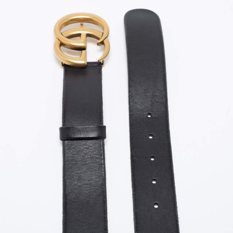 Gucci Black Leather GG Marmont Belt 80 CM Gucci