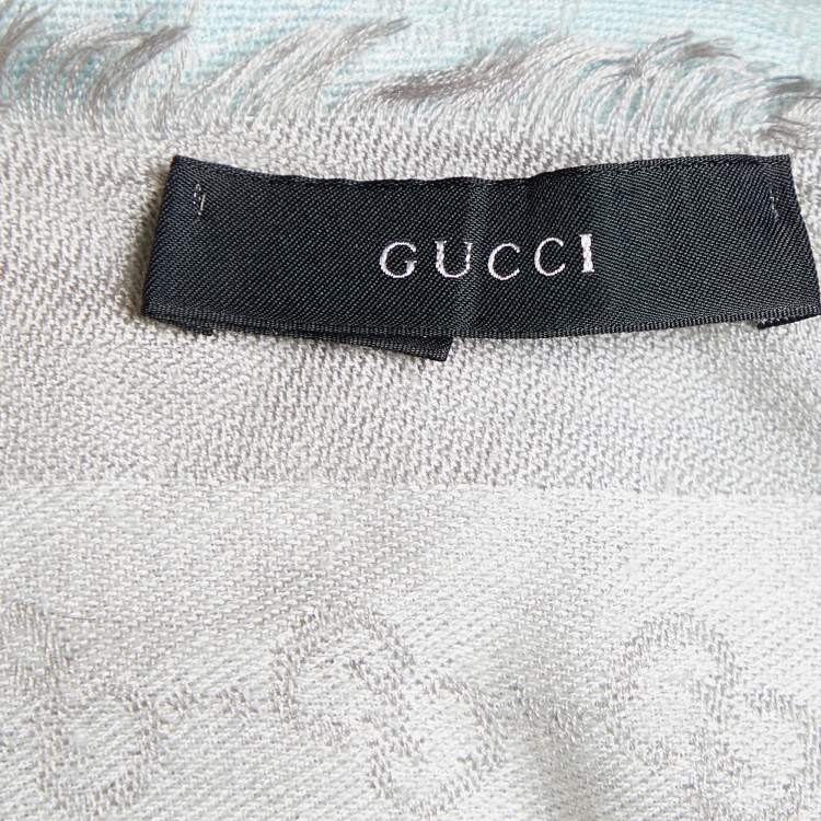 مملوكة مسبقًا Gucci Light Blue Ombre Guccissima Jacquard Wool & Silk Triangle Shawl
