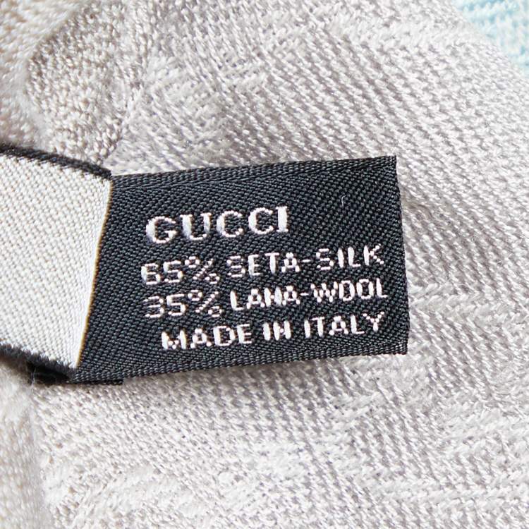 مملوكة مسبقًا Gucci Light Blue Ombre Guccissima Jacquard Wool & Silk Triangle Shawl