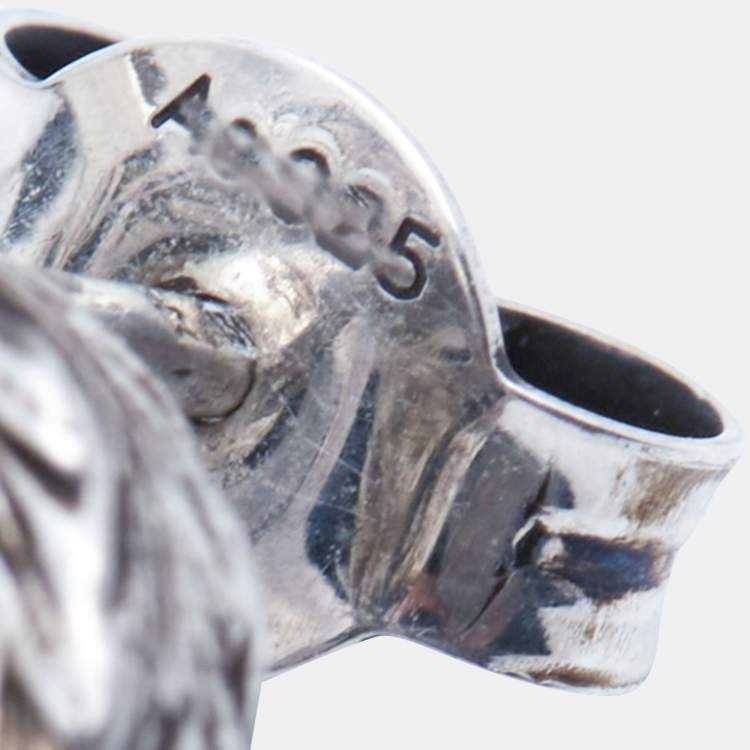 Pre Owned Gucci GG Sterling Silver Stud Earrings