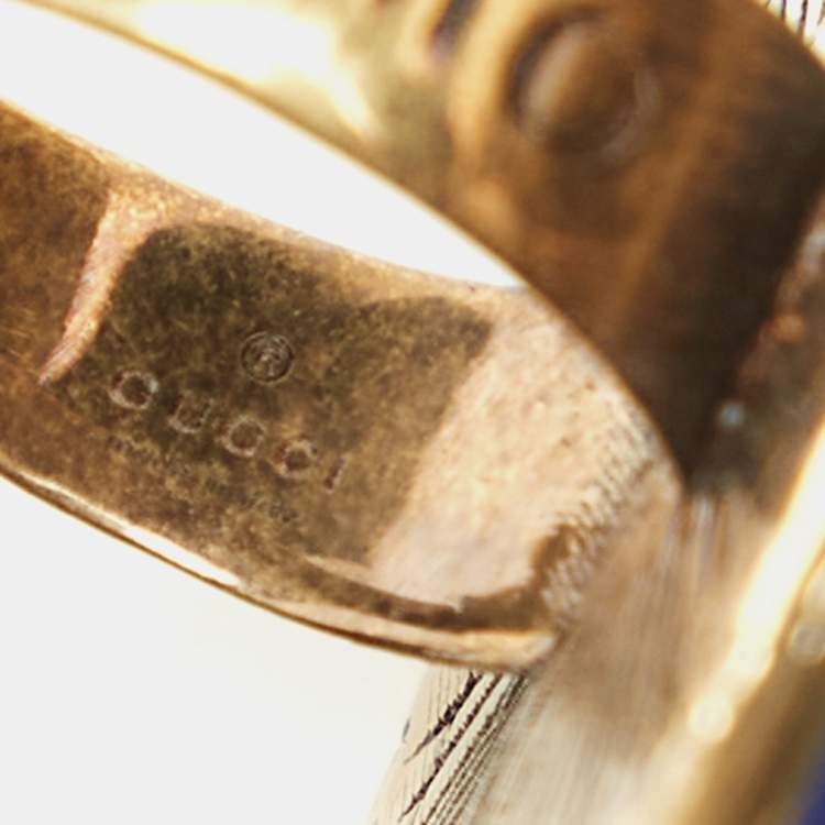 Pre Owned Gucci Aged Gold Tone Turquoise Beetle Cocktail Ring S