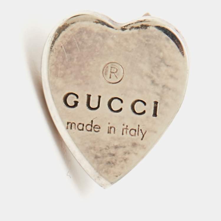 Pre Owned Gucci Sterling Silver Heart Stud Earrings