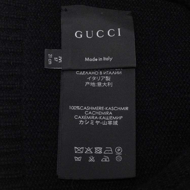 Pre Owned Gucci Black Cashmere Logo Studded Beanie M