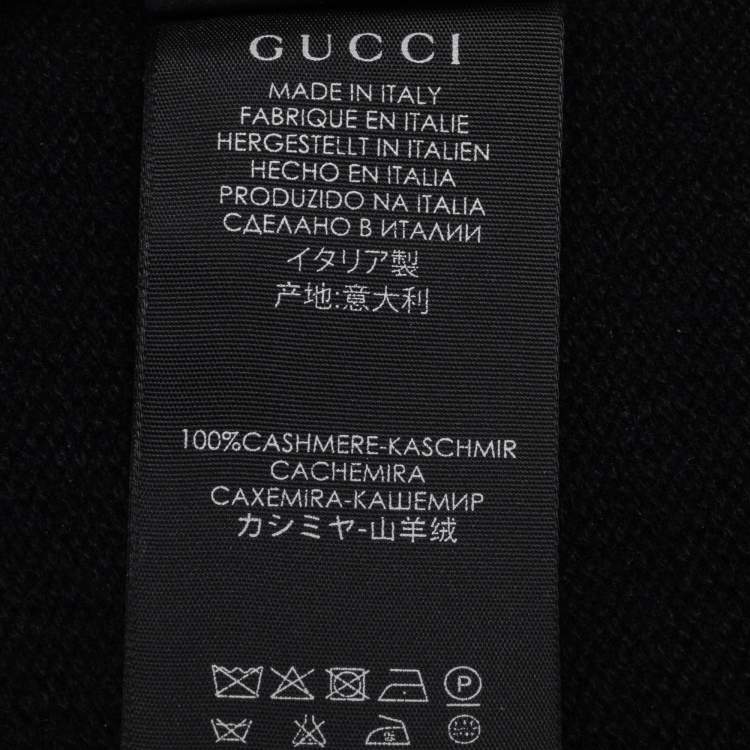 Pre Owned Gucci Black Cashmere Logo Studded Beanie M