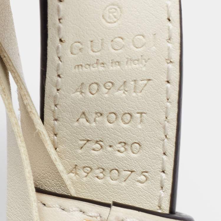 Pre Owned Gucci Off White Leather GG Marmont Belt 75CM