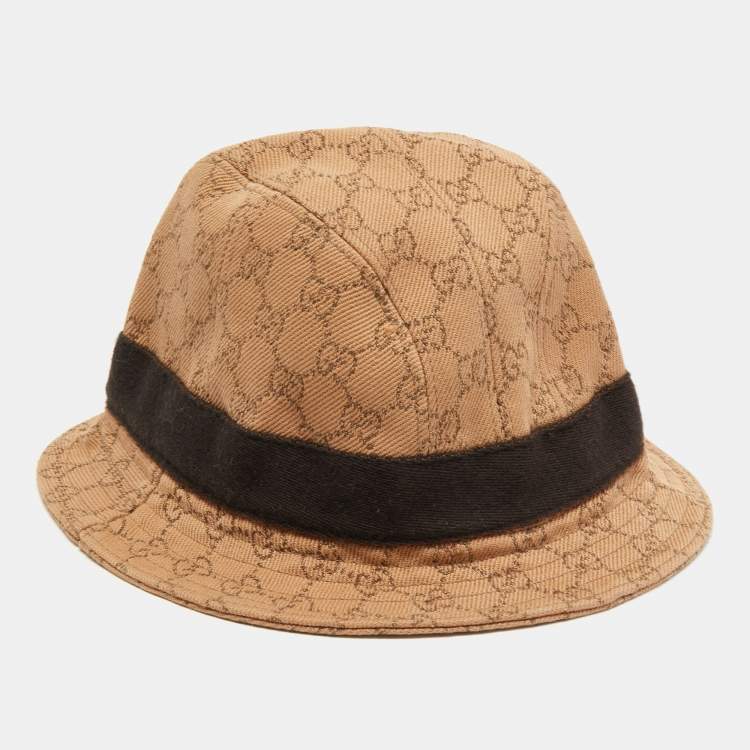 Pre Owned Gucci Beige GG Monogram Bucket Hat S