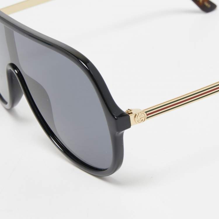 Pre Owned Gucci Black Gradient GG0199S Shield Sunglasses