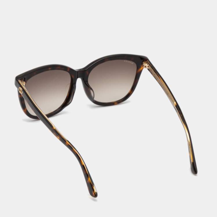 Pre Owned Gucci Brown GG082SK Tortoiseshell Square Sunglasses