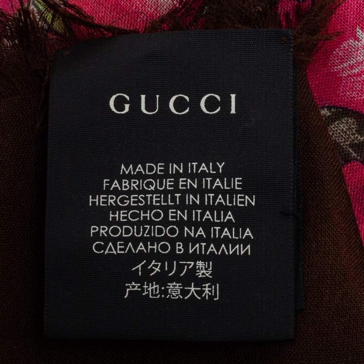 Pre Owned Gucci Brown GG Bouquet Print Square Scarf 