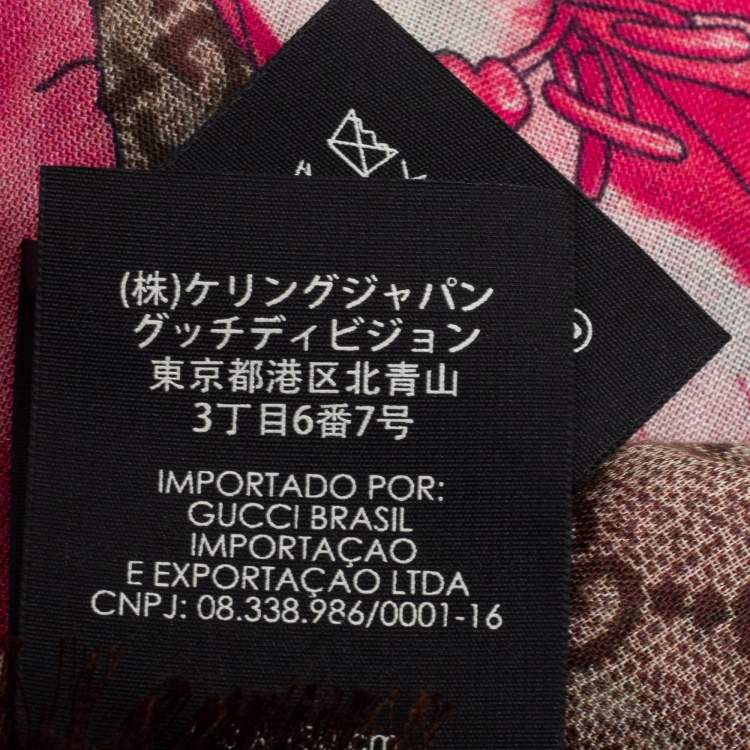 Pre Owned Gucci Brown GG Bouquet Print Square Scarf 